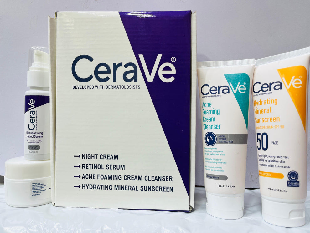 Cerave Skincare Daily Routine Kit 4in1 Whitening Glowing Bright Kit